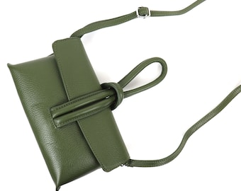 Olive Green Italian Leather Handbag with Detachable Straps Handmade Leather Versatile Clutch Top Handle Bag Elegant Women's Crossbody Bag