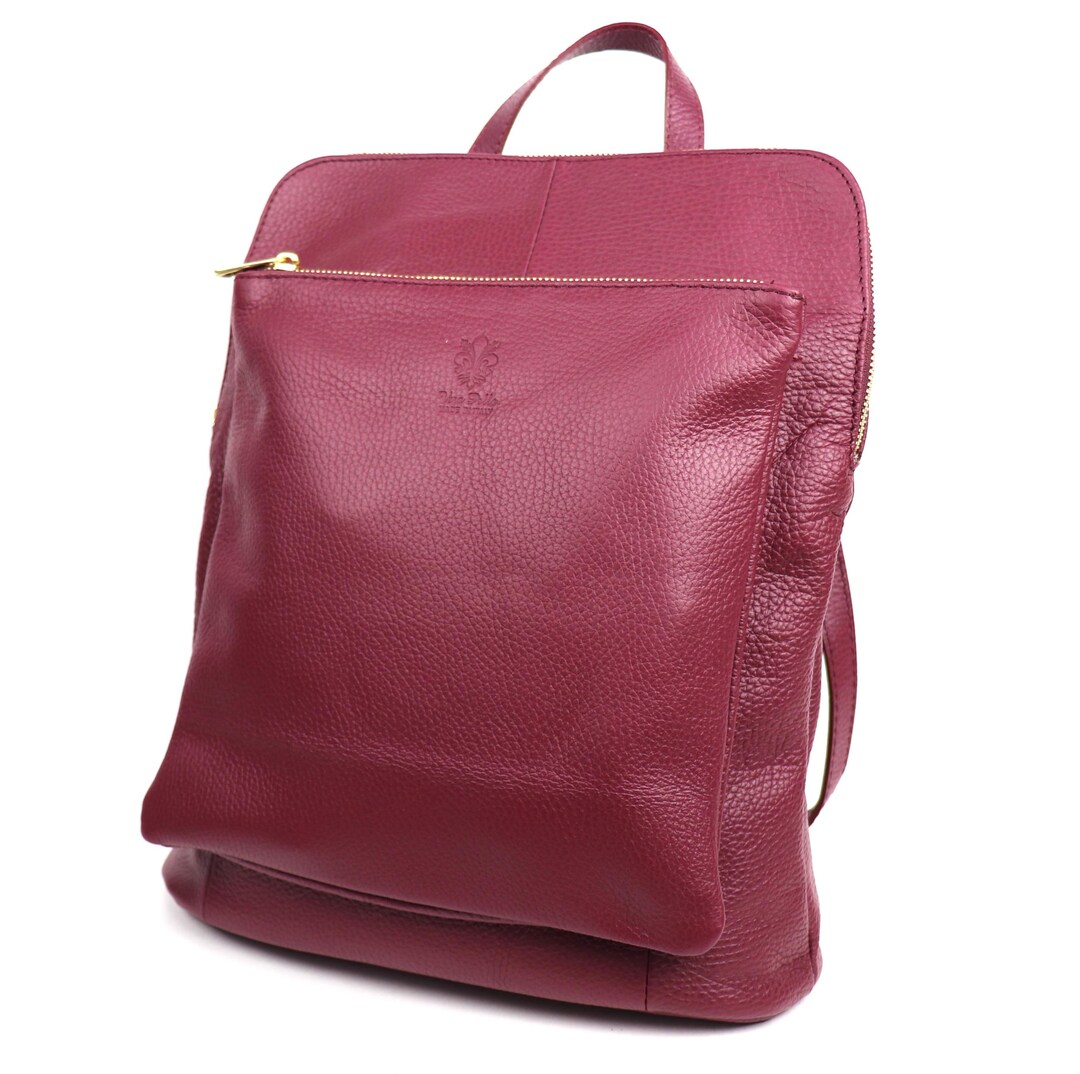 Burgundy Italian Leather Backpack: Versatile Laptop Rucksack, Laptop ...