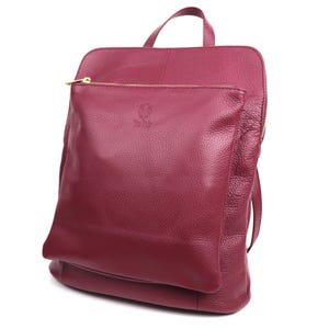 Großer Burgund-Vielseitiger Italienischer Lederrucksack Handgefertigter Rucksack für Laptop Unisex Lederrucksack Alltagsarbeitsrucksack