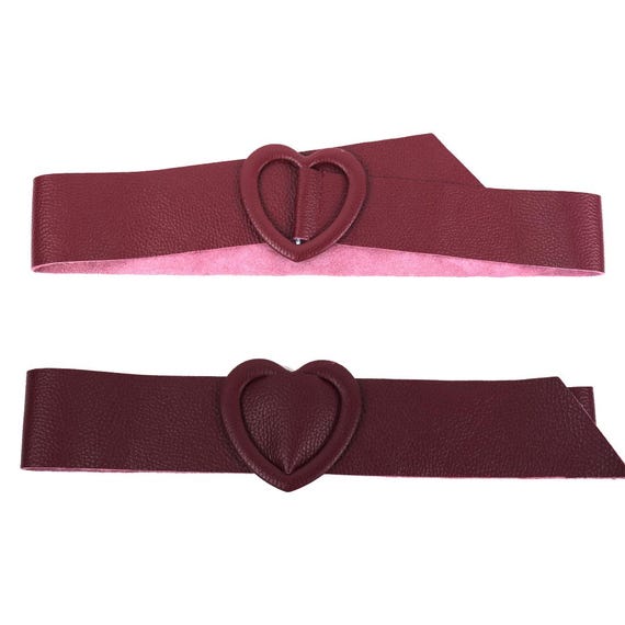 Handmade Italian Leather Belt: Heart Buckle, Unique Shapes 