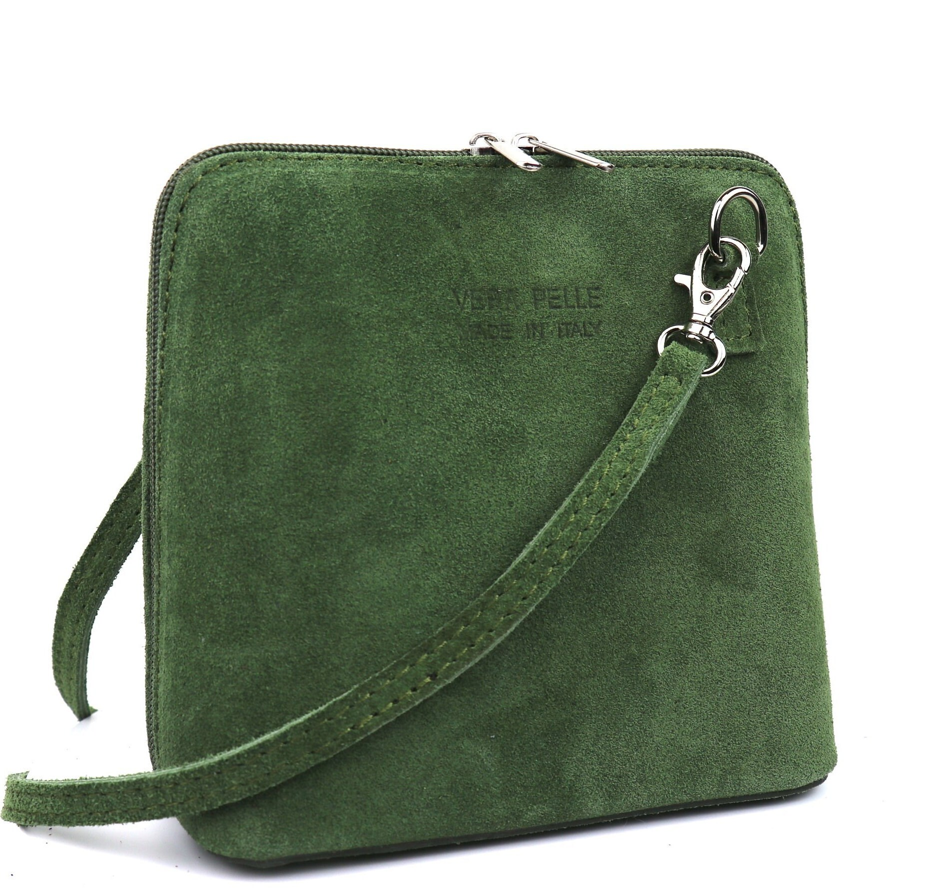 Small Olive Genuine Italian Suede Leather Handbag with Detachable Straps Suede Crossbody Bag Classic Green Handbag Elegant Women s Handbag