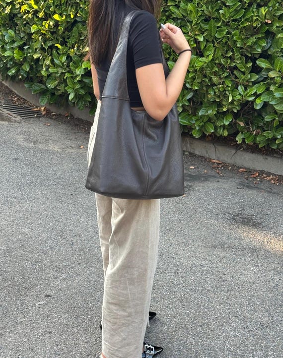 Borsa Hobo Donna In Pelle Marrone Vintage – Fatta A Mano, Stile Messenger Con Fibbia