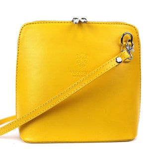 Kleine Senfgelbe italienische Lederhandtasche mit abnehmbaren Riemen Echtleder Crossbody Bag Klassische Gelbe Handtasche Elegante Damentasche
