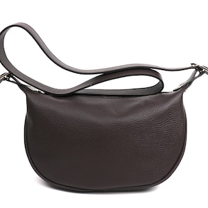 Halbmond Schokolade Echtleder Tasche mit abnehmbaren Riemen Handgemachte Leder Crossbody Bag Klassische Handtasche Elegante Damen Sling Bag