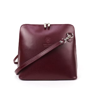 Mittelgroße echte italienische Lederhandtasche mit abnehmbaren Riemen Echtleder Crossbody Bag Klassische Handtasche Elegante Damentasche Geschenk für Sie