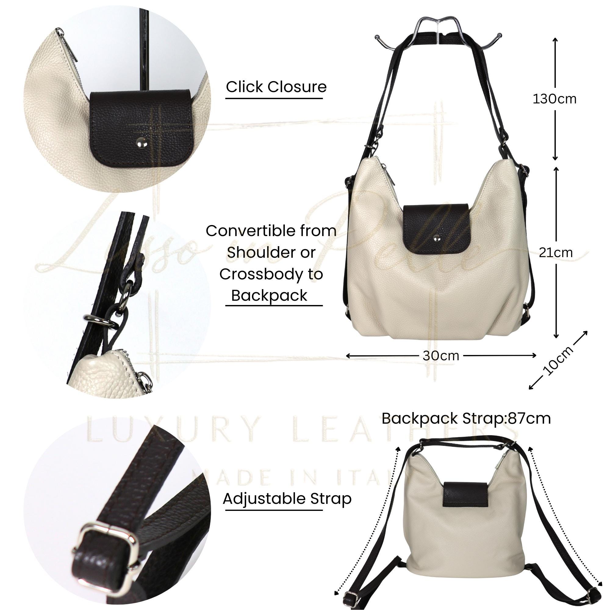 Tan and Chocolate Grain Leather Two-way Backpack & Crossbody - Etsy