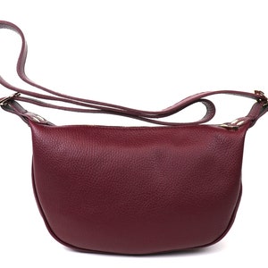 Halbmond Wein Kirsche Echtleder Tasche mit Abnehmbaren Riemen Handgemachte Leder Umhängetasche Klassische Handtasche Elegante Damen Sling Bag
