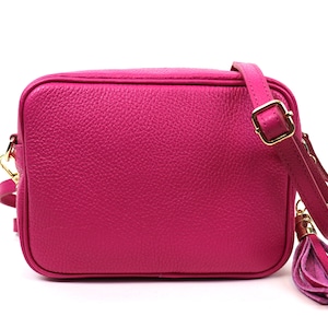 Rose fuchsia boîte en cuir véritable italien grainé sac à main sac à bandoulière minimaliste sac photo boîte sac à bandoulière pour dames sacs élégants pour femmes