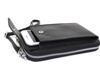 Borsello Uomo Borsa Tracolla In Vera Pelle Miele Tracolla Cuoio Pelle - Foto 13