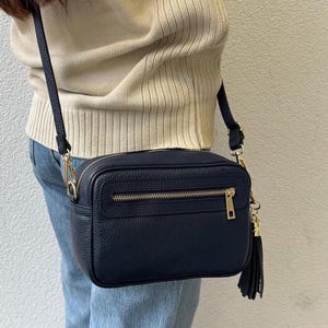 Black Genuine Italian Leather Crossbody Bag Handmade Minimalist Black Box Bag Women’s Leather Shoulder Bag Elegant Handbag for Women