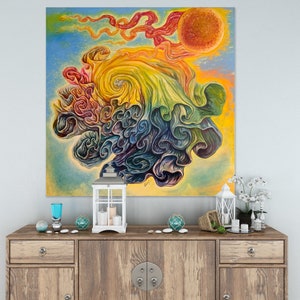 Whirling Dervishes Oil Painting: Contemporary Canvas Art (39.37x39.37 in)
