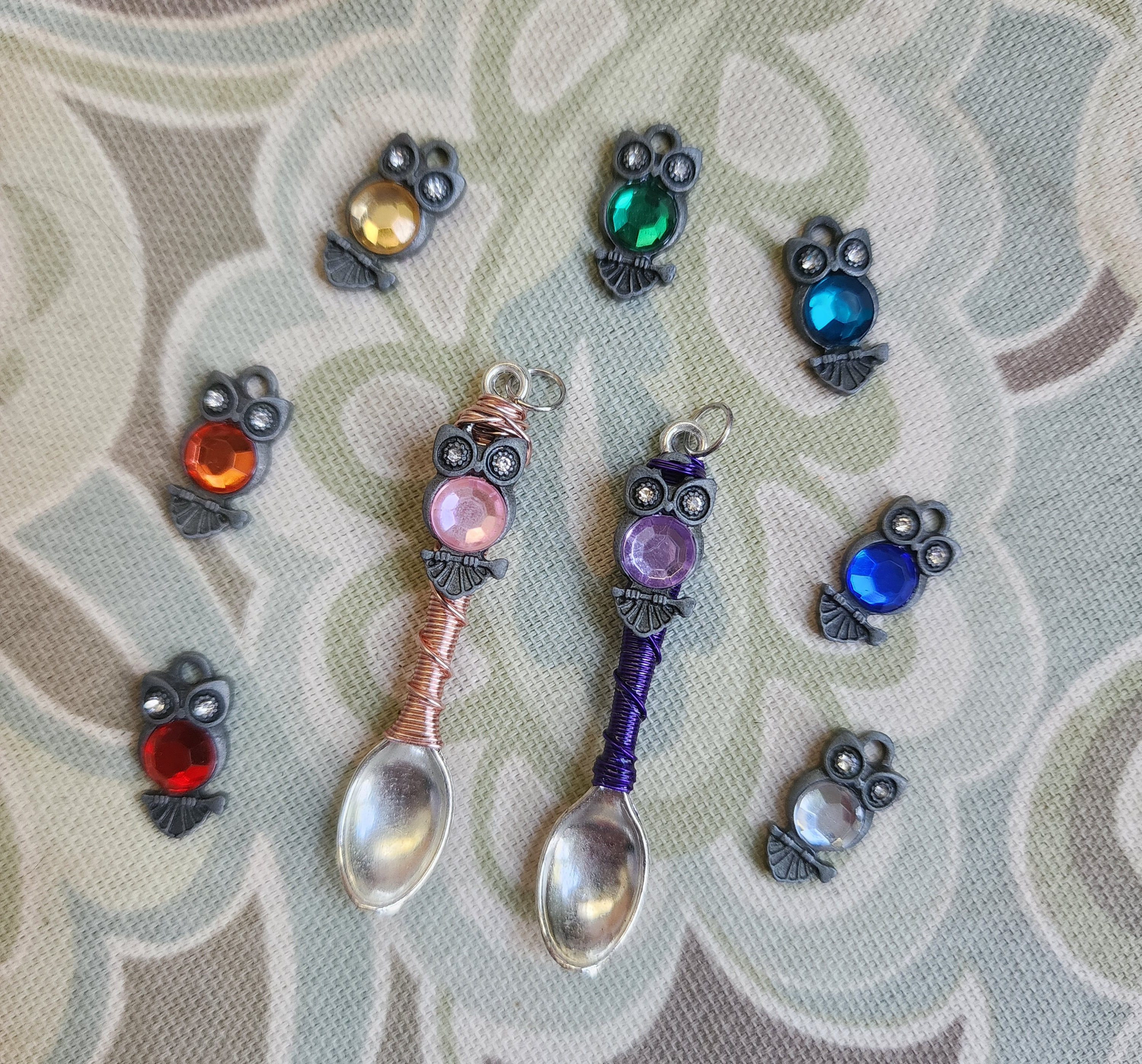 mini wire wrap spoon pendant with owl edc