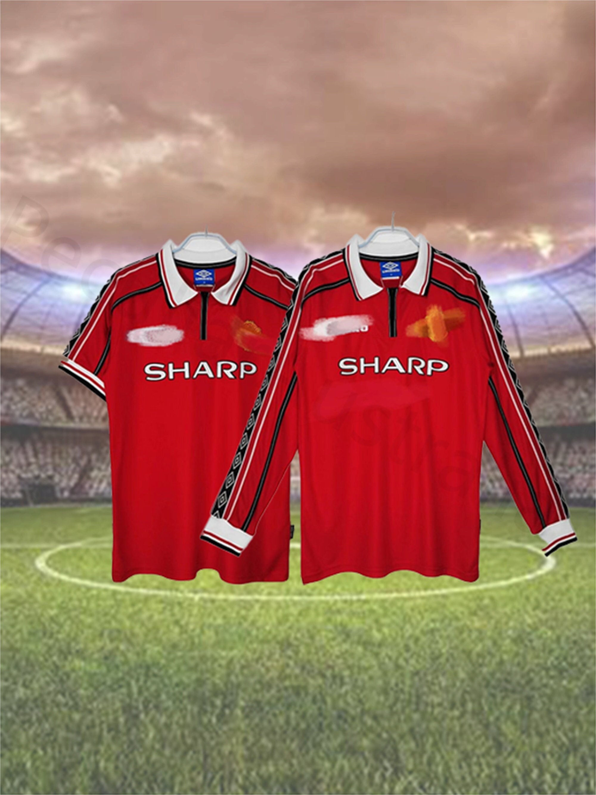 Vintage David Beckham #7 Manchester United 98/99 Red Short Sleeve Retro  Jersey