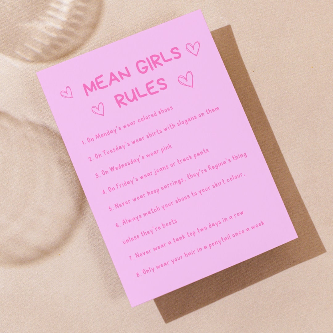 Mean Girls Rules Poster Etsy