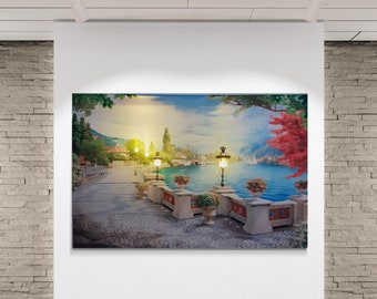 Picture illuminated by LED/Charming seascape and picturesque promenade/A cozy accent for the interior/personalized canvas with backlight