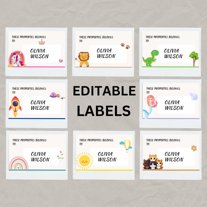 Editable Name Tags for School INSTANT Download CUTE Name Cards Kids
