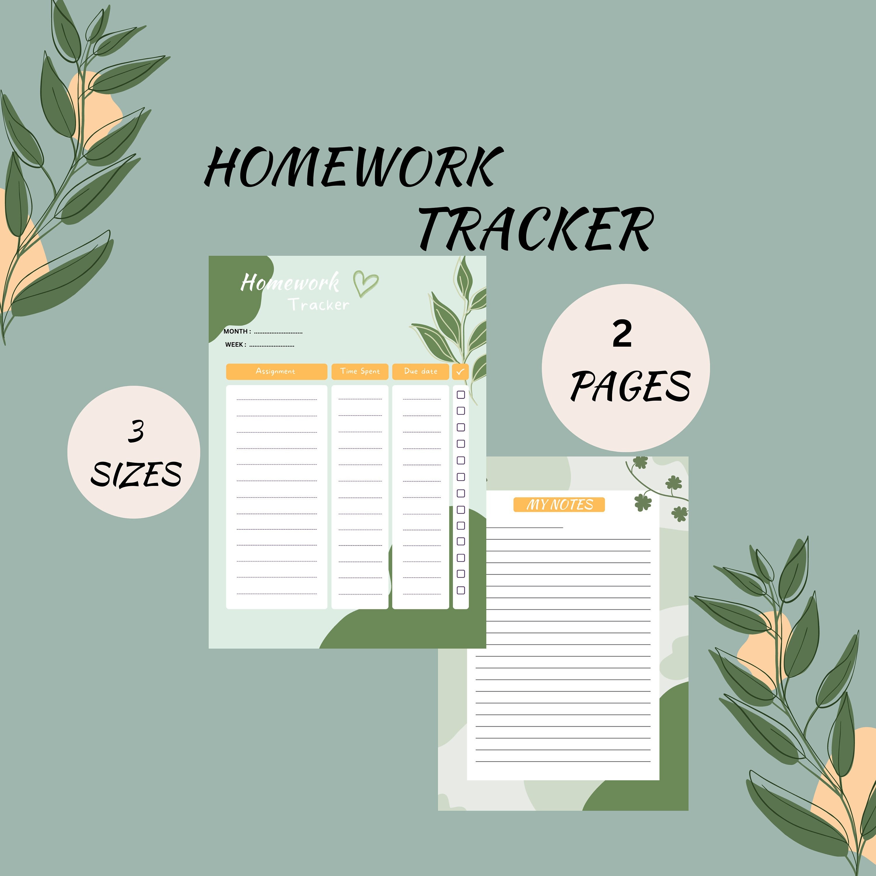 Homework Planner, Homework Tracker, Homework Organizer, Homework