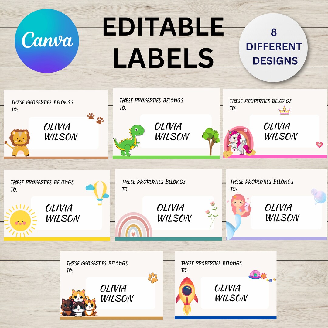 Editable Name Tags for School INSTANT Download CUTE Name Cards Kids