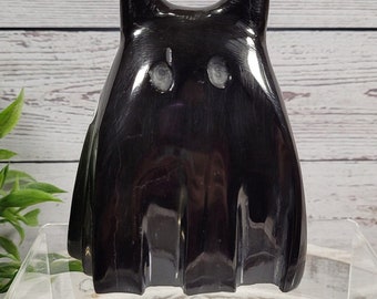 4" Scarred Face Black Marble Ghost Kitty Cat