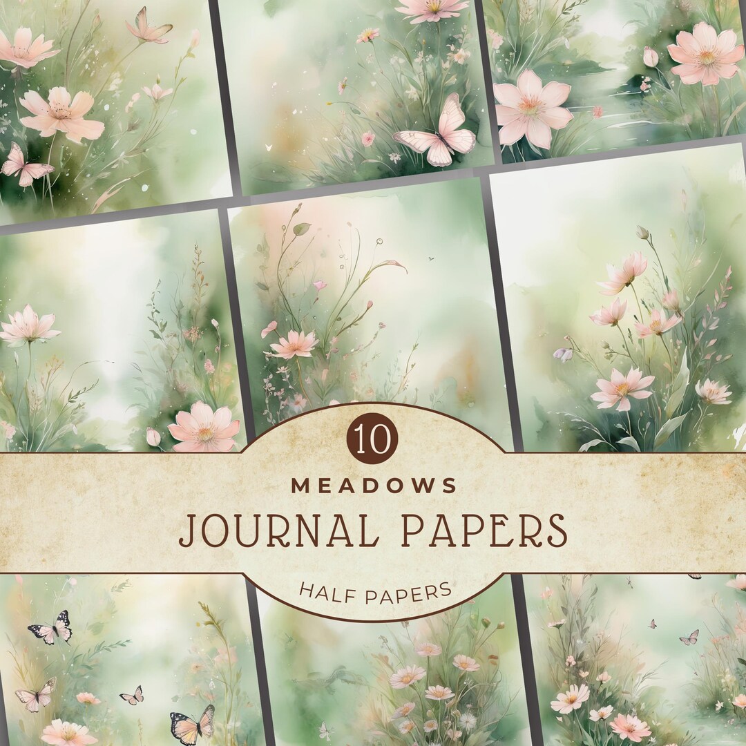 Pastel Green Junk Journal Digital Paper Pack, Floral Vintage Papers ...