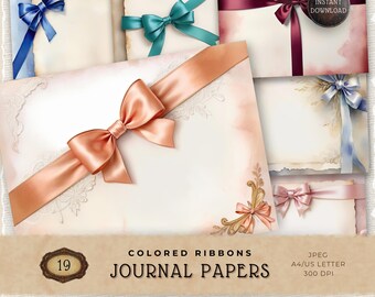 Satin Ribbon Digital Paper Pack, Elegant Background Printable for Scrapbooking and Art Journaling