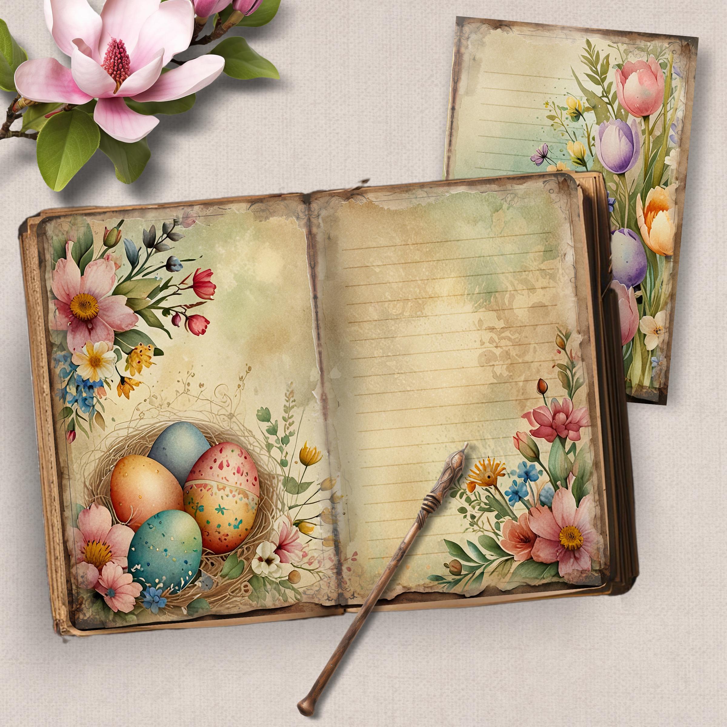Lined Easter Junk Journal Pages, Instant Download Scrapbook Paper ...