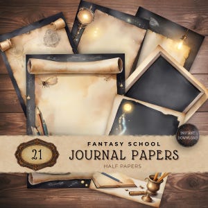 Fantasy School Junk Journal Papers, Digital Download Pages, Printable Ephemera, Dark Academia Supplies,Paper Craft Supplies