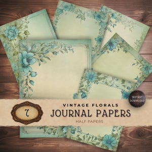 Blue Flower Frame Junk Journal Papers, Scrapbooking Essentials, Digital Flower Papers, Paper Crafts, Blumen Floral Papers, Printable Decor