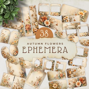 Efemere herfstbloem: Thanksgiving plakboek en junkjournaal (digitale download, set van 38 stuks) JJ012
