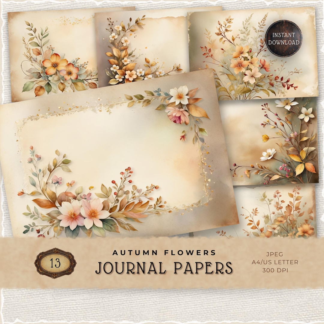 Fall Floral Digital Paper Pack: Scrapbooking, Junk Journal (instant ...