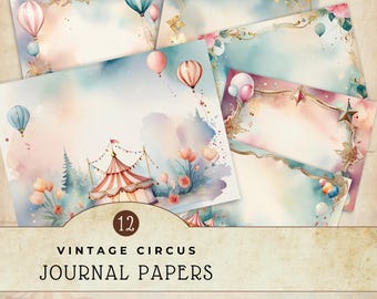Circus Junk Journal Supplies, Vintage Circus Digital Paper Pack, Cardmaking Ephemera, Carnival Theme Scrapbooking Paper, Craft Supply