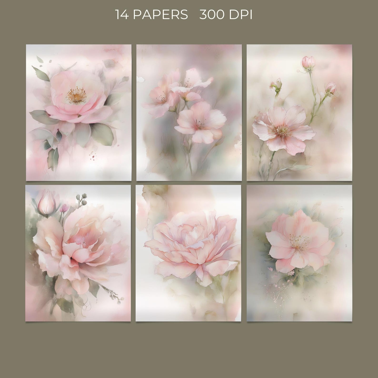 Dreamy Pink Floral Digital Papers, Scrapbook Paper Pack, Junk Journal ...