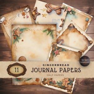 Papeles digitales de galletas de jengibre, fondos navideños para scrapbooking, descarga instantánea, papel para scrapbooking, suministros para tarjetas