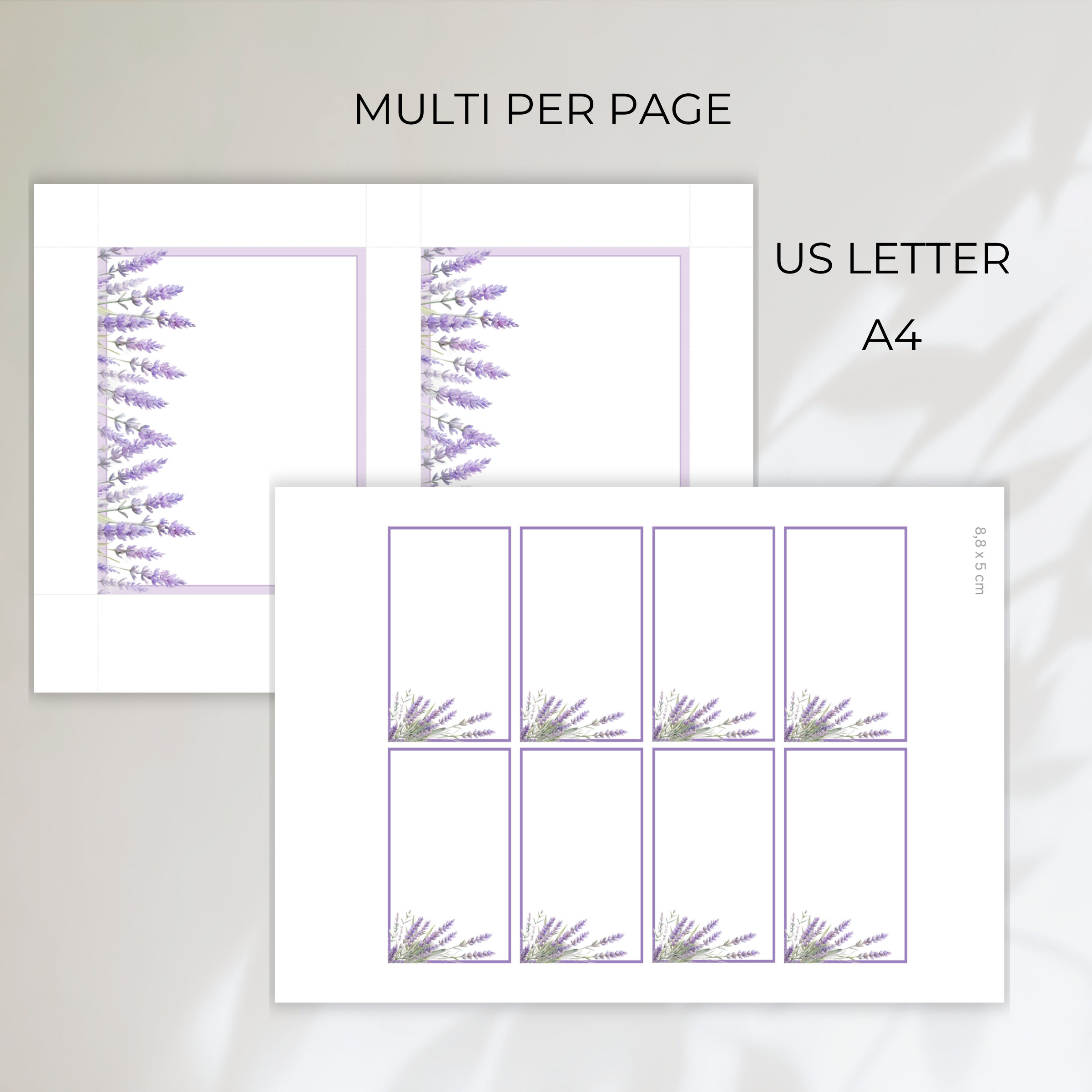 Printable Lavender Stationery Set, Mini Note Cards & Letter Writing ...