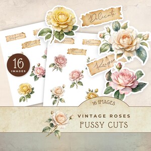 Rose Fussy Cuts: Romantic Scrapbook Ephemera (Digital Download)