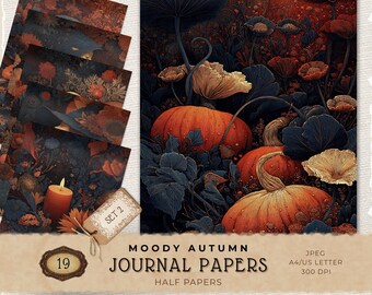Moody Autumn Digital Papers, Halloween Pages, Cardmaking Supply, Digital Download, Paper Crafts, Spooky Season, JJ021