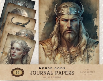 Norse Mythology Digital Paper Set: Viking Designs for Scrapbooking (PDF Download A4/US Letter Size)