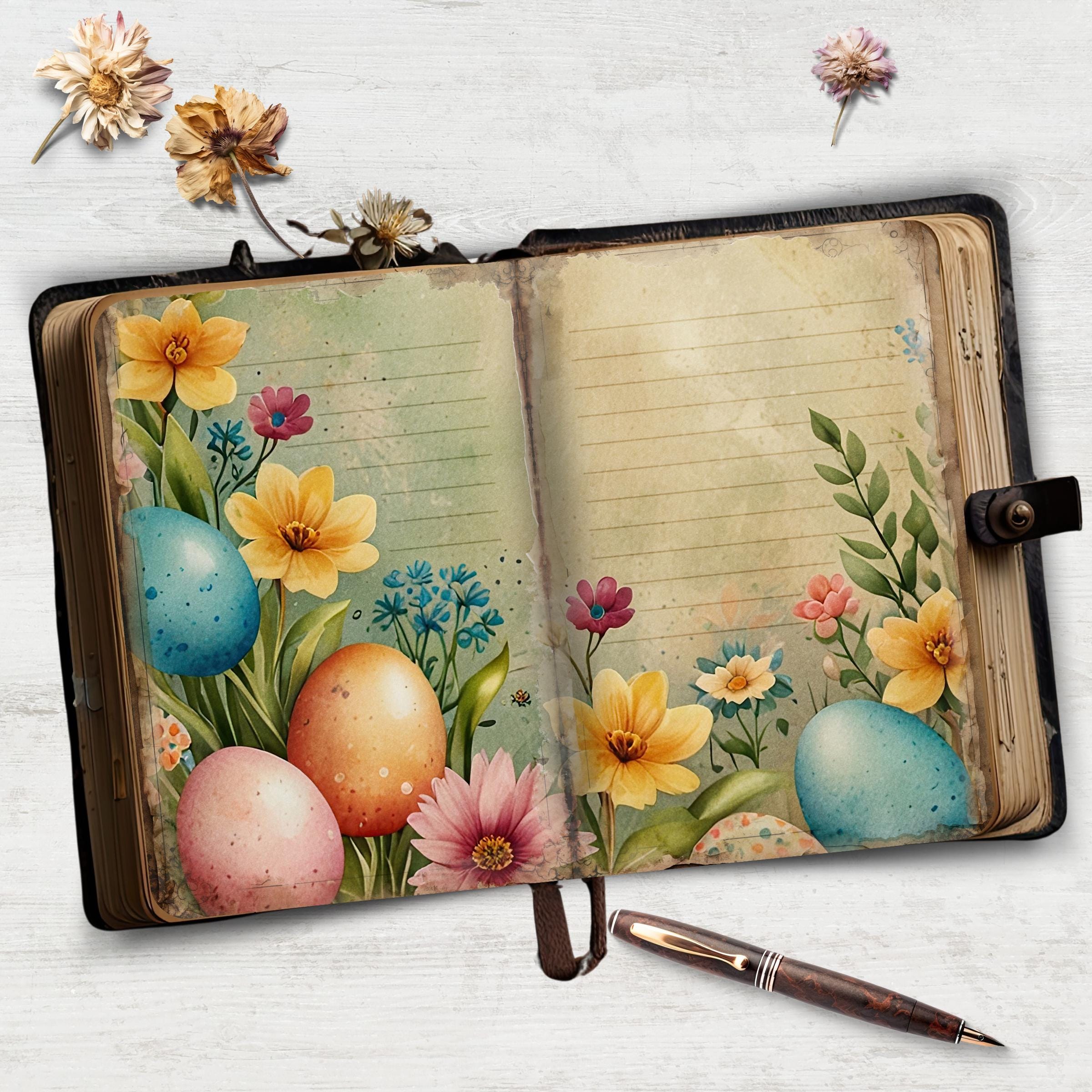 Lined Easter Junk Journal Pages, Instant Download Scrapbook Paper ...