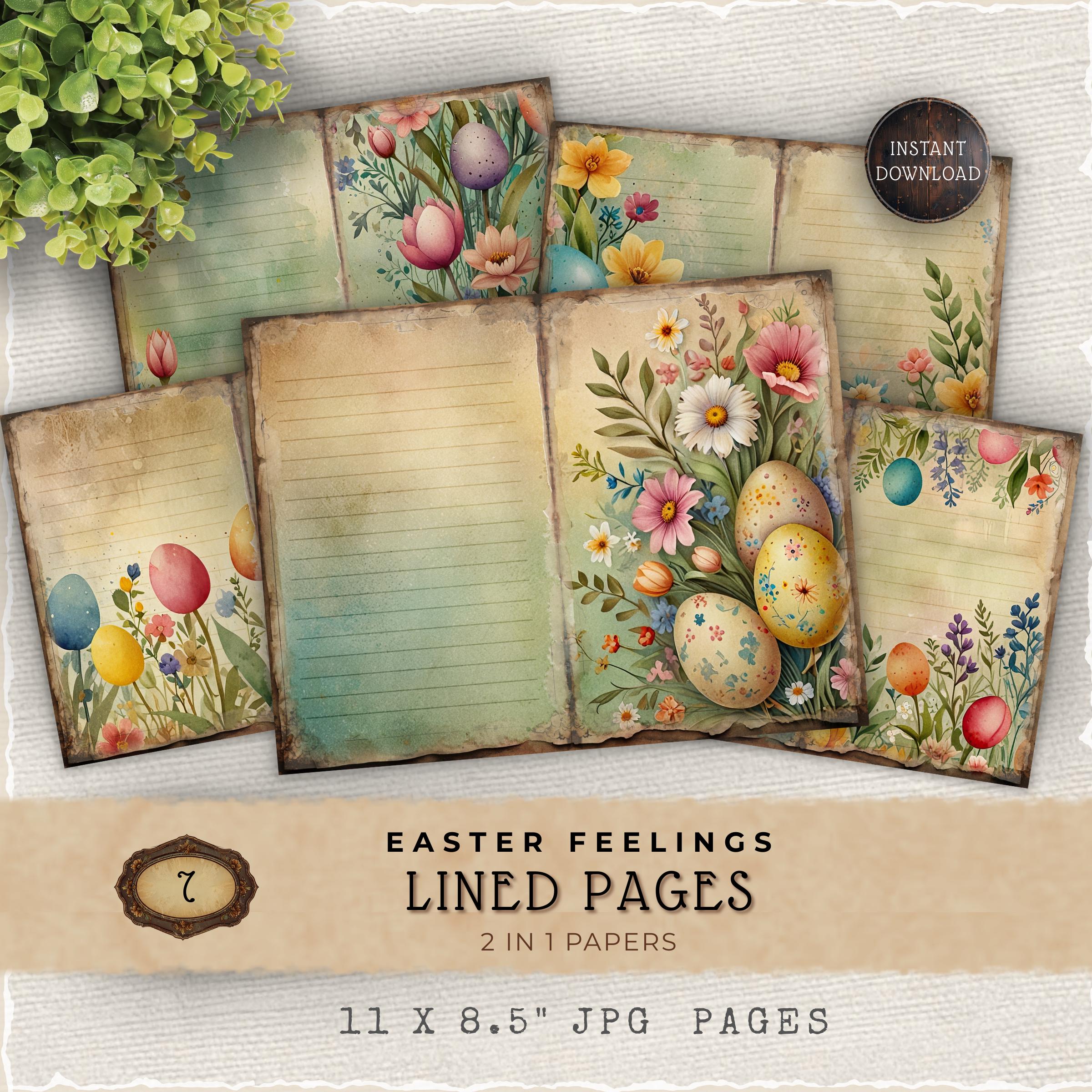 Lined Easter Junk Journal Pages, Instant Download Scrapbook Paper ...