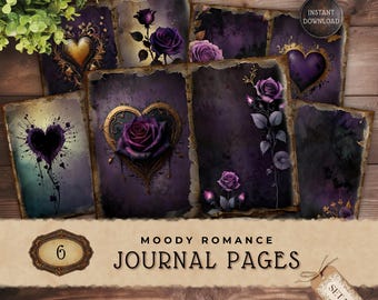 Printable Scrapbook Pages, Vintage Goth Romance Dark Digital Journal Paper Download
