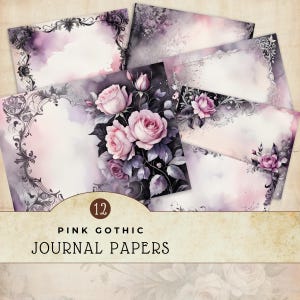 Pink Schwarz Gothic Junk Journal Seiten, Digital Download Papiere, Pastell Goth Scrapbook Papier, druckbare Papier Lieferungen, Kartenherstellung, JJ006