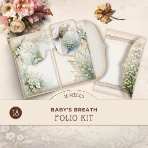 Afdrukbare Babys Breath Folio Kit, Junk Journal Ephemera, Mix and Match Folio, Digitale Download, Kleine Bloem Decor, Paper Crafting