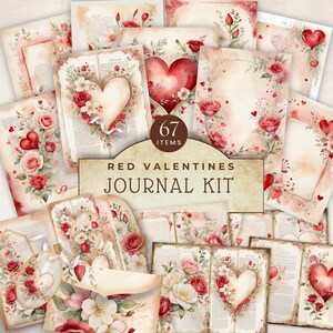 Lot de carnets romantiques, téléchargement numérique, kit de création en papier pour la Saint-Valentin, fournitures pour scrapbooking, pochette folio, éphémères d'amour, RO005