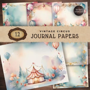 Circus Junk Journal Supplies, Vintage Circus Digital Paper Pack, Cardmaking Ephemera, Carnival Theme Scrapbooking Paper, Craft Supply