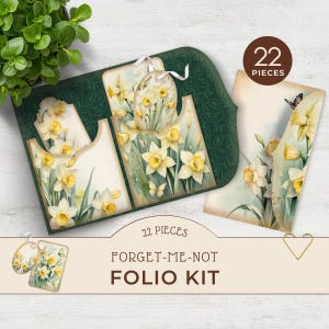 Kit folio fleurs jonquilles, pochette pour journal indésirable, créations en papier de printemps, fleurs de Pâques, créations mixtes, folio imprimable, JJ003