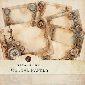 Steampunk Junk Journal Supply, digitale achtergrondset, Instant Download Papers, Scrapbookaccessoire, Supply Card Making