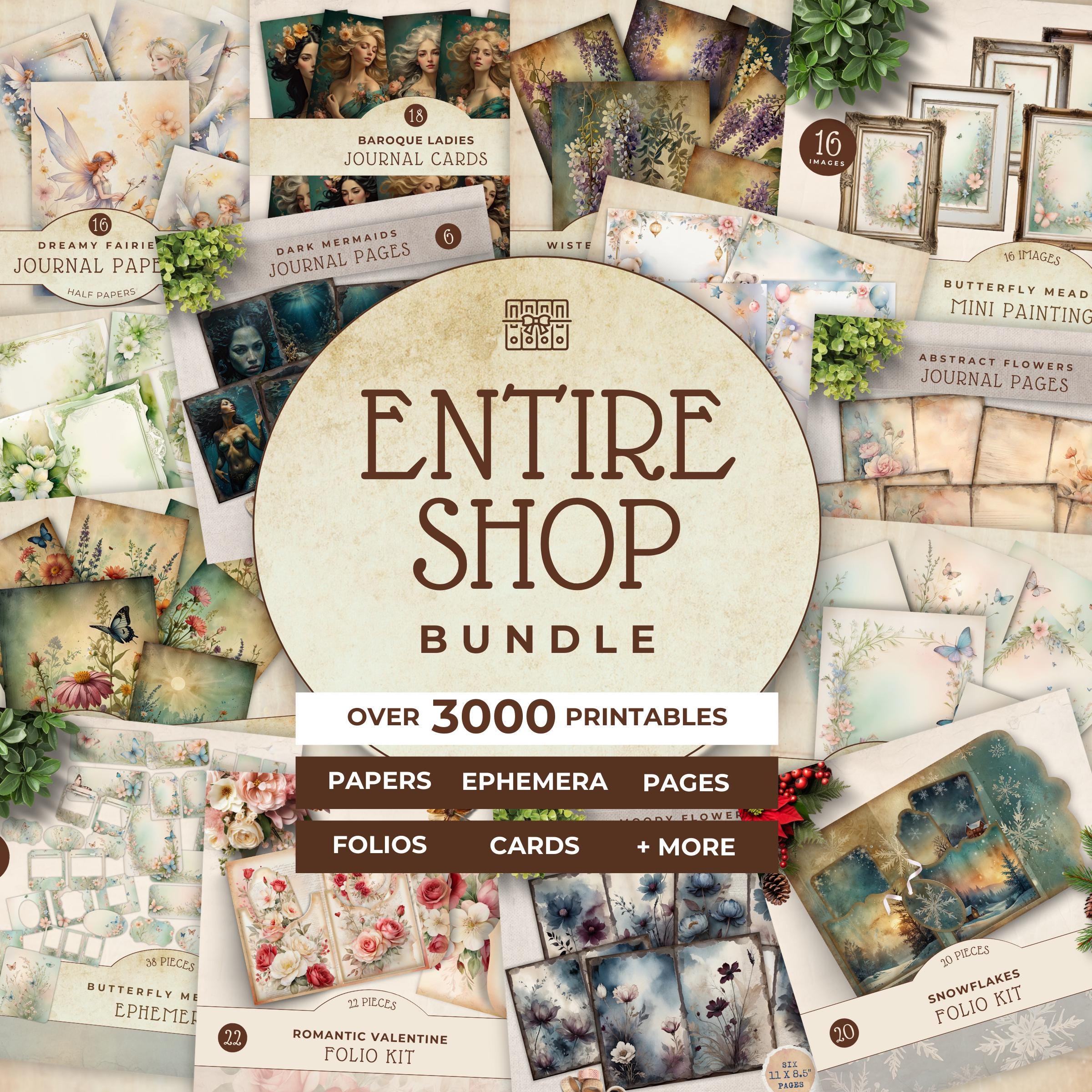 Entire Shop Bundle All Access Pass, Junk Journal Printables, Scrapbook Essentials, Unlimited Lifetime Downloads, Paper Crafting Treasure