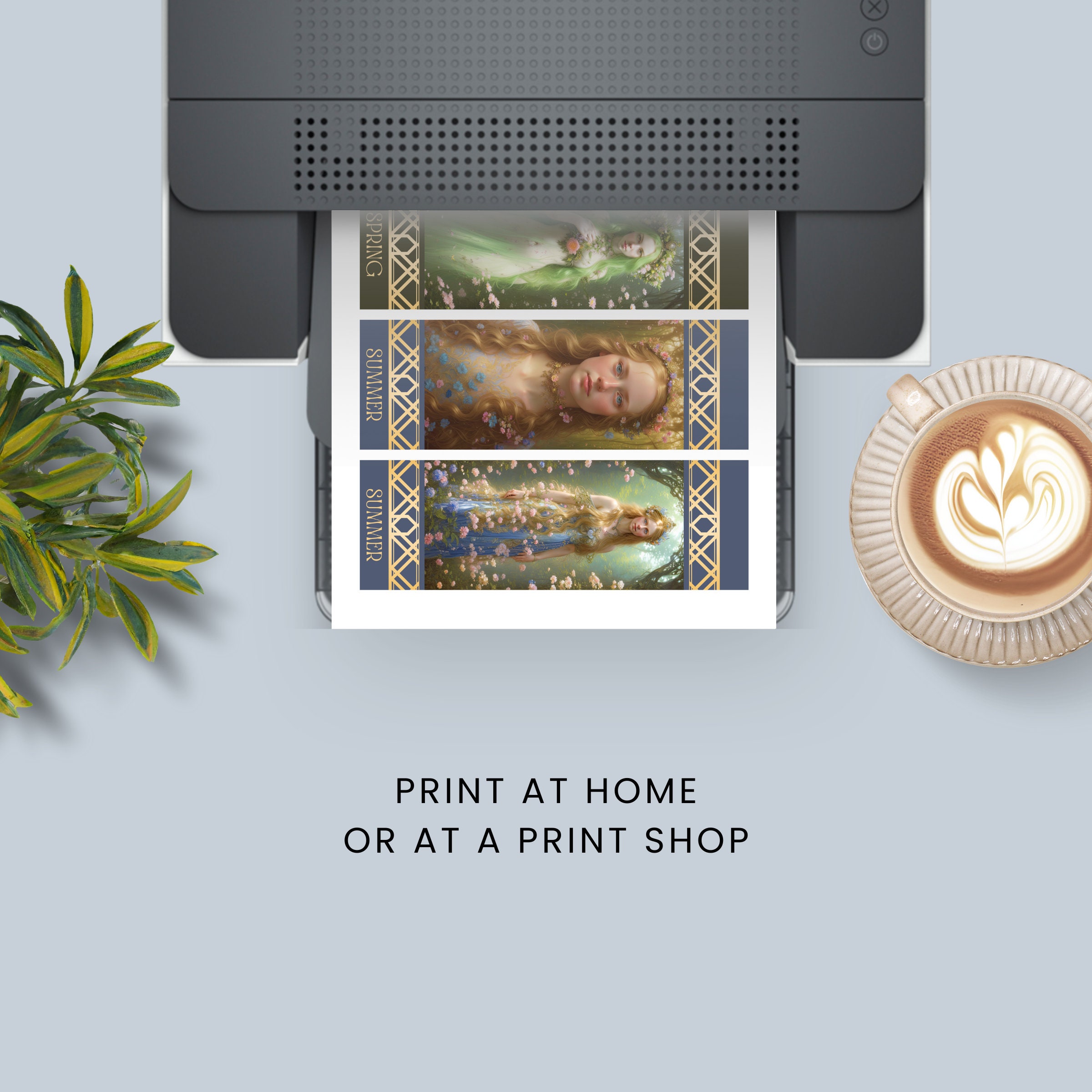 Four Seasons Bookmarks Printable Set, Ladies of the Seasons, Book Lover ...