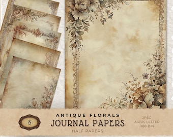 Papercraft Vintage Decor Junk Journal Pages, Old Paper Bundle, Scrapbook Supplies, Cardmaking Essentials, Printable Papers