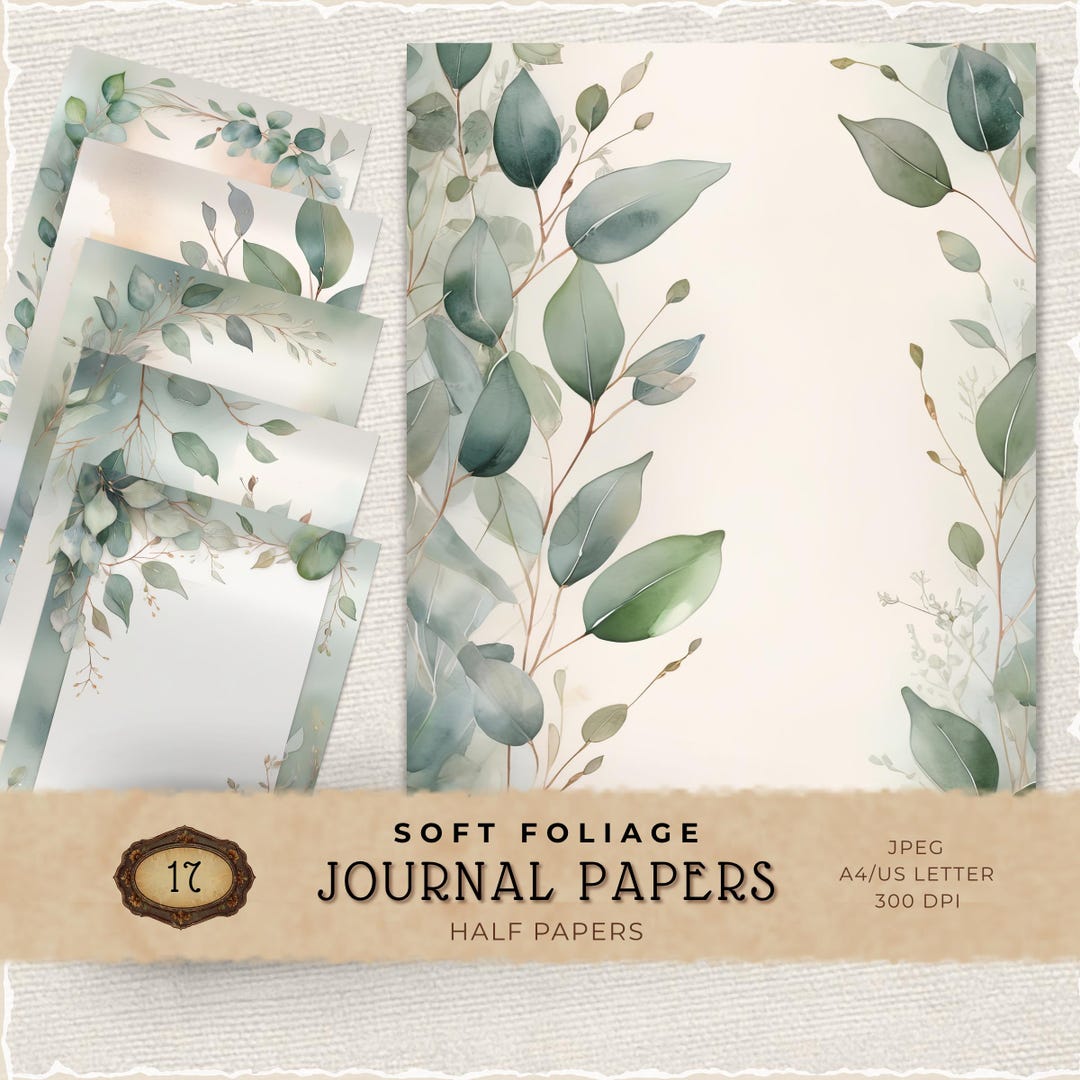 Eucalyptus Digital Paper Pack, Watercolor Botanical Greenery Printable ...